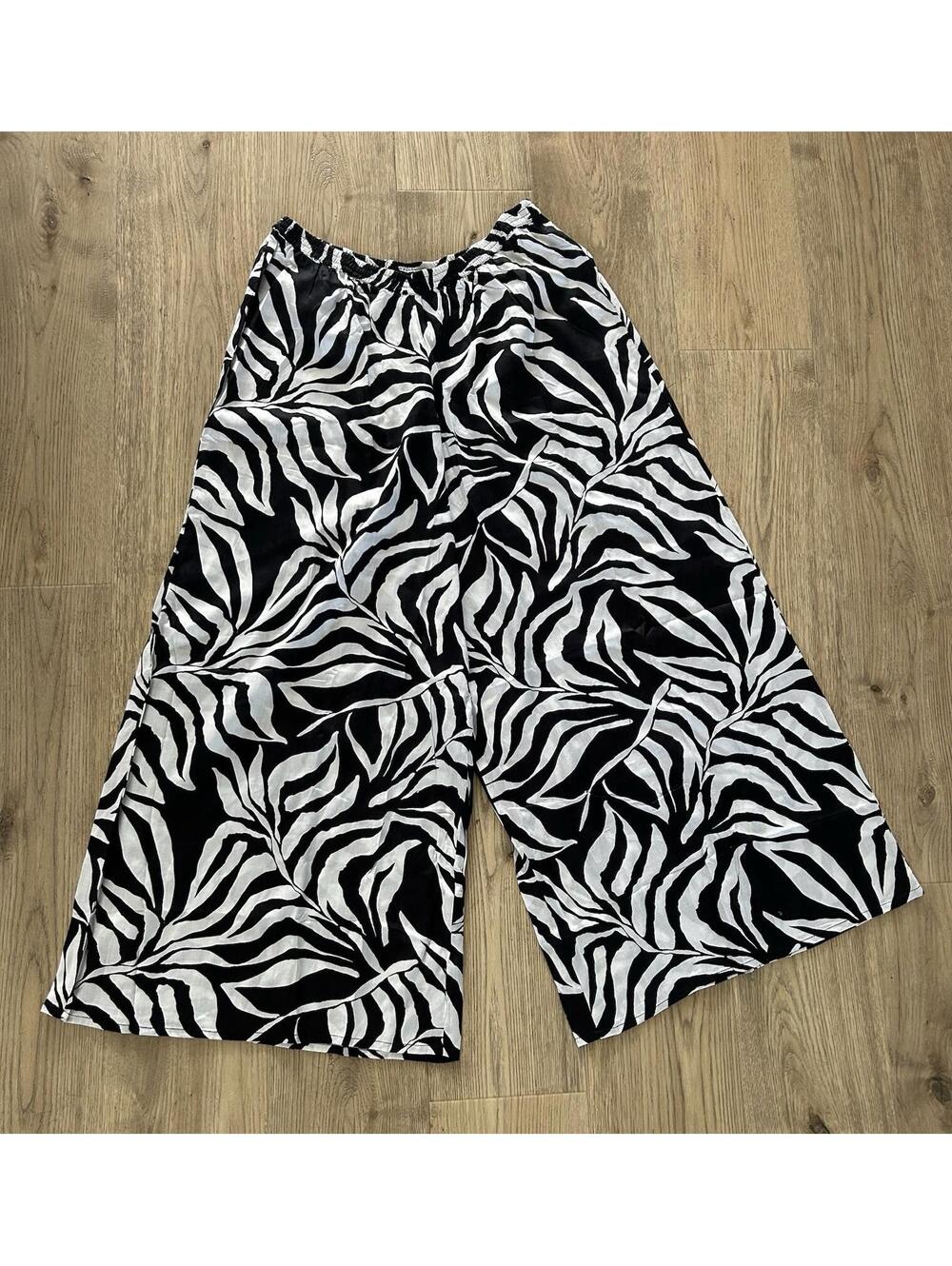 Venus Swim Black and White Wide Leg Cover Up Pants Womens Size Large Beach Boho